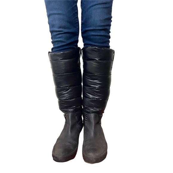 MONCLER Nimble Puffer Down Wedge Knee High Black Boots Snow Women’s Size 40/US 9 - Picture 6 of 16